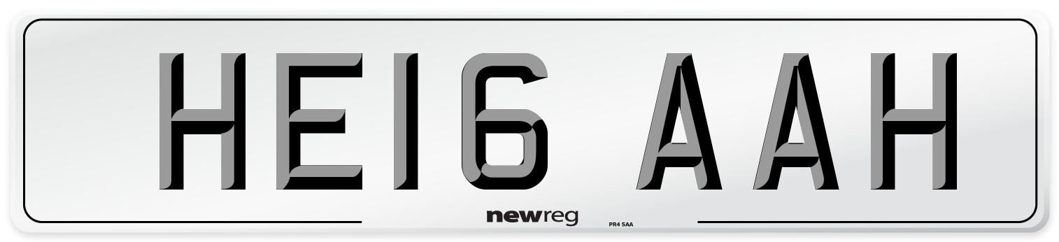 HE16 AAH Number Plate from New Reg